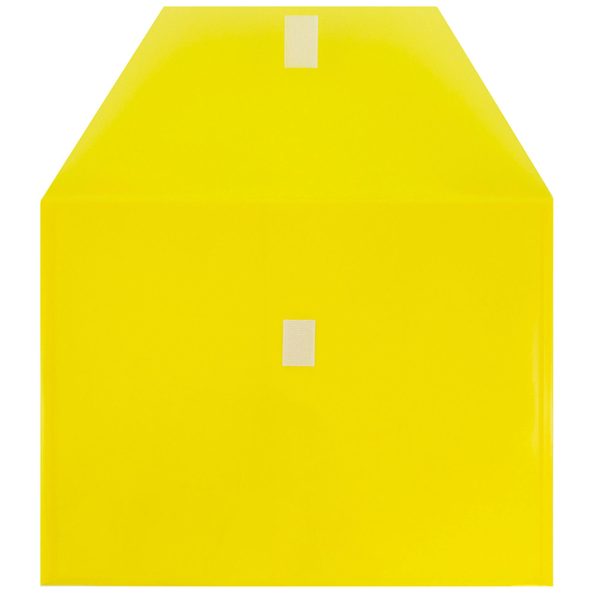 JAM Paper 9.5" x 12.5" Yellow Plastic Hook & Loop Closure Envelopes, 12ct.